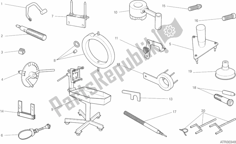 Alle onderdelen voor de 001 - Werkplaatsgereedschap, Motor van de Ducati Monster 1200 R USA 2017